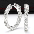 3.00Ct Natural Diamond 14K Solid White Gold Hoop Earrings