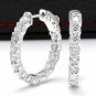 3.00Ct Natural Diamond 14K Solid White Gold Hoop Earrings
