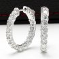 3.00Ct Natural Diamond 14K Solid White Gold Hoop Earrings