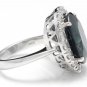 12.15Ct Natural Blue Sapphire & Diamond 14K White Solid Gold Ring