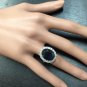 12.15Ct Natural Blue Sapphire & Diamond 14K White Solid Gold Ring