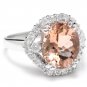5.75 Carats Natural Morganite and Diamond 14K Solid White Gold Ring