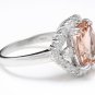 5.75 Carats Natural Morganite and Diamond 14K Solid White Gold Ring