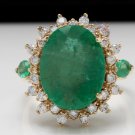 6.42Ct Natural Emerald & Diamond 14K Solid Yellow Gold Ring