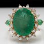 6.42Ct Natural Emerald & Diamond 14K Solid Yellow Gold Ring