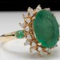 6.42Ct Natural Emerald & Diamond 14K Solid Yellow Gold Ring