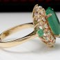 6.42Ct Natural Emerald & Diamond 14K Solid Yellow Gold Ring
