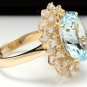 7.59Ct Natural Aquamarine and Diamond 14K Solid Yellow Gold Ring