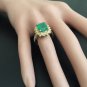 4.50 Carats Natural Emerald & Diamond 14K Solid Yellow Gold Ring