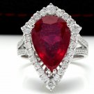 8.70 Carats Natural Ruby and Diamond 14K Solid White Gold Ring