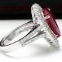 8.70 Carats Natural Ruby and Diamond 14K Solid White Gold Ring