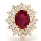8.40 Carats Natural Red Ruby and Diamond 14K Solid Yellow Gold Ring