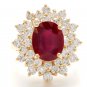 8.40 Carats Natural Red Ruby and Diamond 14K Solid Yellow Gold Ring