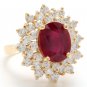 8.40 Carats Natural Red Ruby and Diamond 14K Solid Yellow Gold Ring
