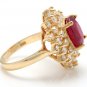 8.40 Carats Natural Red Ruby and Diamond 14K Solid Yellow Gold Ring
