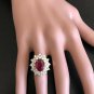 8.40 Carats Natural Red Ruby and Diamond 14K Solid Yellow Gold Ring