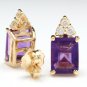 3.20ct Natural Amethyst and Diamond 14K Solid Yellow Gold Earrings