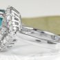 6.00 Carats NATURAL BLUE ZIRCON and DIAMOND 14K Solid White Gold Ring