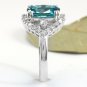 6.00 Carats NATURAL BLUE ZIRCON and DIAMOND 14K Solid White Gold Ring
