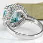 6.00 Carats NATURAL BLUE ZIRCON and DIAMOND 14K Solid White Gold Ring