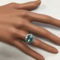 6.00 Carats NATURAL BLUE ZIRCON and DIAMOND 14K Solid White Gold Ring