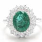 4.50Ct Natural Emerald & Diamond 14K Solid White Gold Ring
