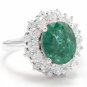 4.50Ct Natural Emerald & Diamond 14K Solid White Gold Ring