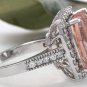 13.65 Carats Natural Morganite and Diamond 14K Solid White Gold Ring
