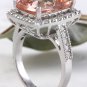 13.65 Carats Natural Morganite and Diamond 14K Solid White Gold Ring