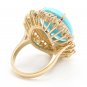 13.00 Carats Natural Turquoise and Diamond 14K Solid Yellow Gold Ring