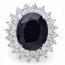 14.00 Carats Natural Sapphire and Diamond 14K Solid White Gold Ring