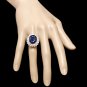 14.00 Carats Natural Sapphire and Diamond 14K Solid White Gold Ring