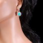 5.80Ct Natural Turquoise and Diamond 14K Solid White Gold Earrings