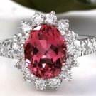 5.60 Carats Natural Tourmaline and Diamond 14K Solid White Gold Ring