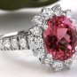 5.60 Carats Natural Tourmaline and Diamond 14K Solid White Gold Ring