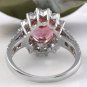 5.60 Carats Natural Tourmaline and Diamond 14K Solid White Gold Ring