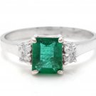 2.15Ct Natural Emerald & Diamond 14K Solid White Gold Ring