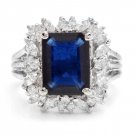 9.30Ct Natural Blue Sapphire & Diamond 14K White Solid Gold Ring