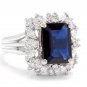 9.30Ct Natural Blue Sapphire & Diamond 14K White Solid Gold Ring