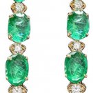7.30ct Natural Emerald and Diamond 14K Solid Yellow Gold Earrings