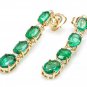 7.30ct Natural Emerald and Diamond 14K Solid Yellow Gold Earrings