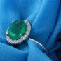3.50Ct Natural Emerald & Diamond 14K Solid White Gold Ring