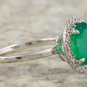 3.50Ct Natural Emerald & Diamond 14K Solid White Gold Ring