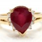 4.90 Carats Natural Red Ruby and Diamond 14K Solid Yellow Gold Ring