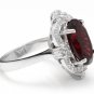 7.55 Carats Natural Red Garnet and Diamond 14K Solid White Gold Ring