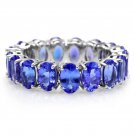 8.50 Carats NATURAL TANZANITE 14K Solid White Gold Ring