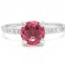 1.85 Carats Natural Tourmaline and Diamond 14K Solid White Gold Ring