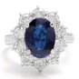 4.80Ct Natural Blue Sapphire & Diamond 14K Solid White Gold Ring