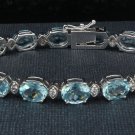 25.75Ct Natural Aquamarine and Diamond 14K Solid White Gold Bracelet