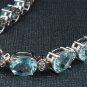 25.75Ct Natural Aquamarine and Diamond 14K Solid White Gold Bracelet